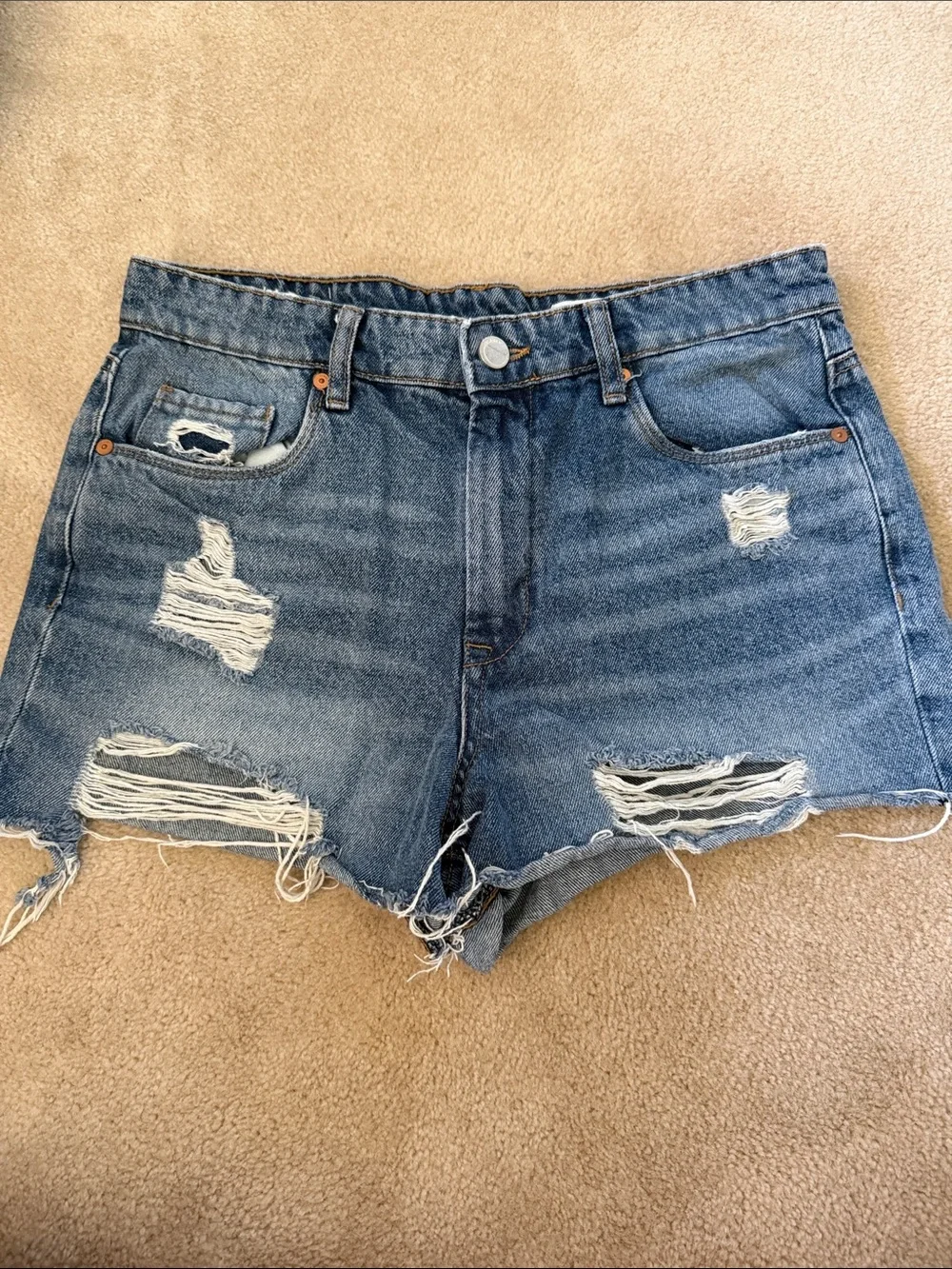 Blank NYC Distressed Denim Shorts - Blue